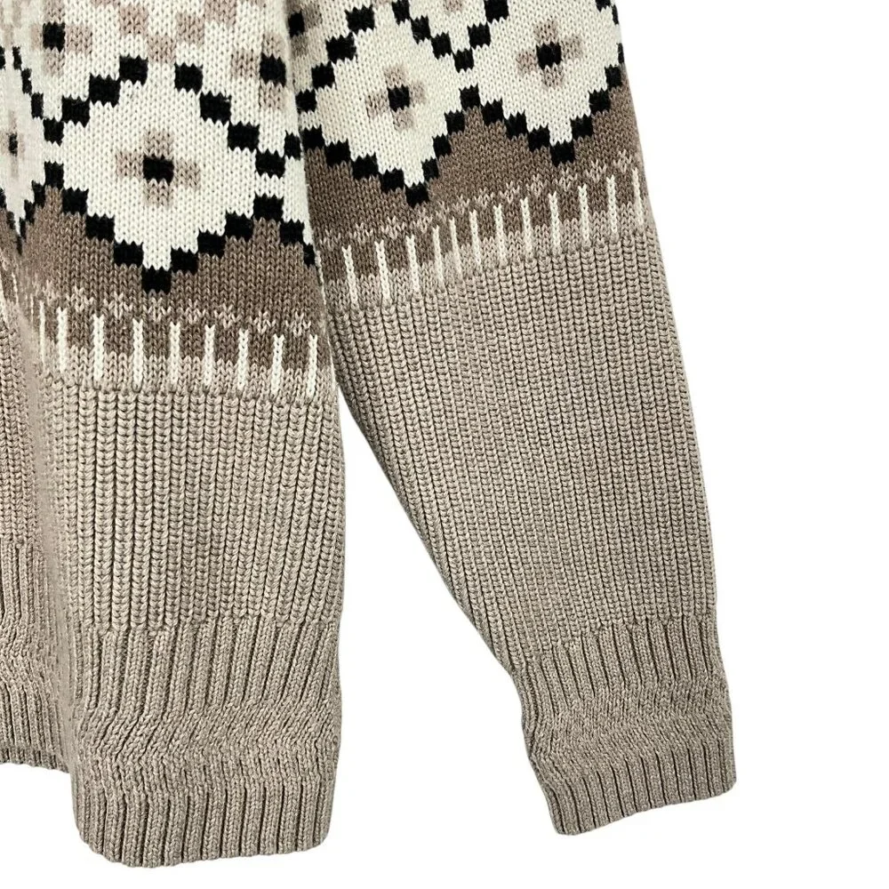 Alp N Rock Leighton Mock Neck Ski Sweater Coffee Brown Womens Large Fair Isle - Picture 3 of 10